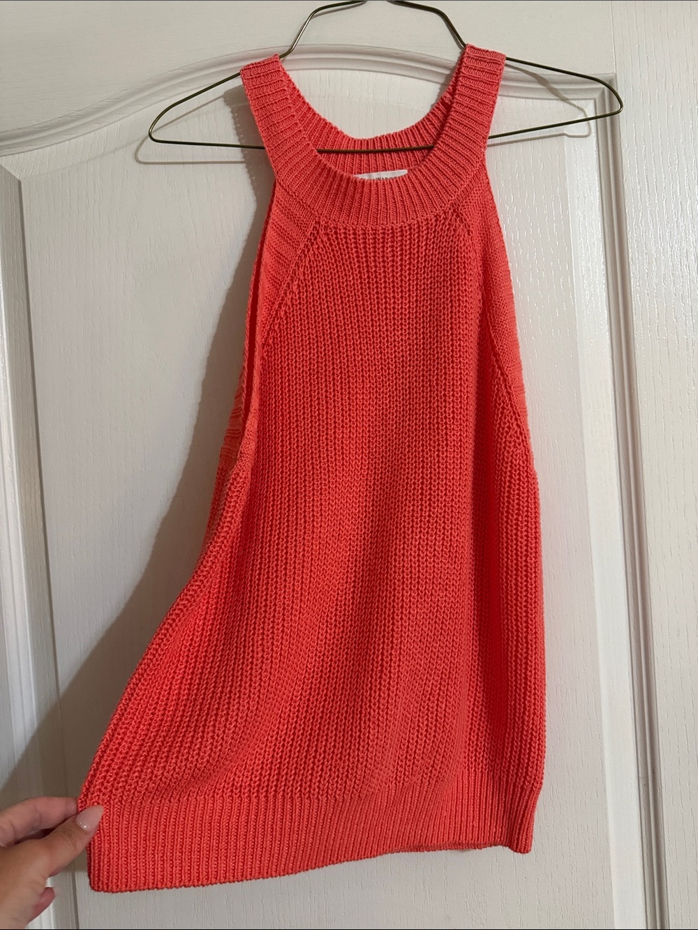 White + Warren Coral Knit Tank Sweater